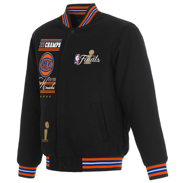 Куртка New York Knicks JH Design Black 2026 NBA Finals Champions Full-Snap Reversible Wool