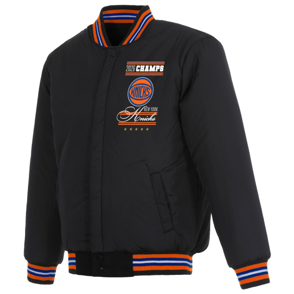 Куртка New York Knicks JH Design Black 2026 NBA Finals Champions Full-Snap Reversible Wool