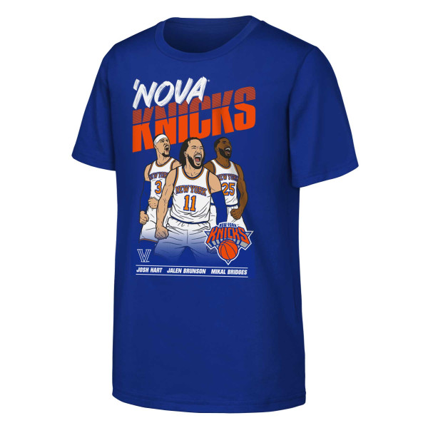Подростковая Jalen Brunson, Josh Hart & Mikal Bridges Outerstuff Blue Nova Knicks T-Shirt