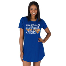 Женская New York Knicks Concepts Sport Blue 2026 NBA Finals Champions Marathon Knit Nightshirt