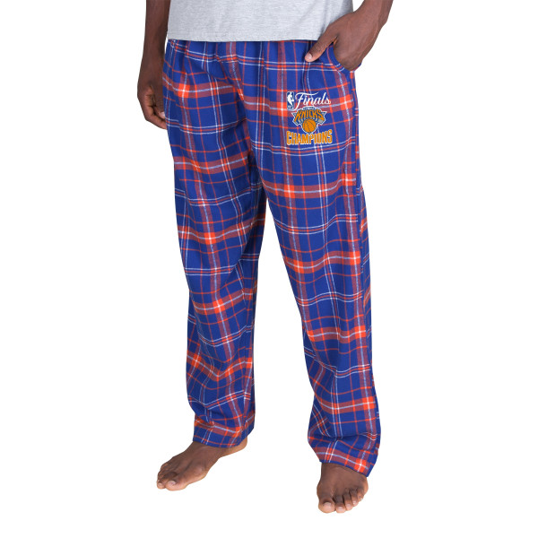 Штаны New York Knicks Concepts Sport Blue/Orange 2026 NBA Finals Champions Ultimate Plaid Flannel