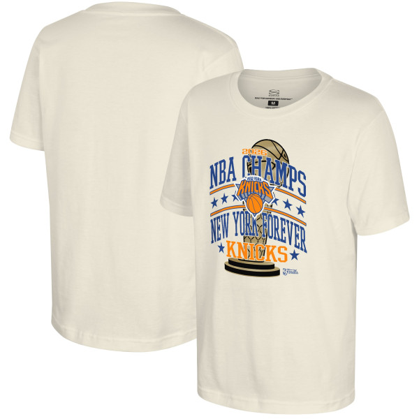 Подростковая New York Knicks Stadium Essentials Natural 2026 NBA Finals Champions No Regrets T-Shirt