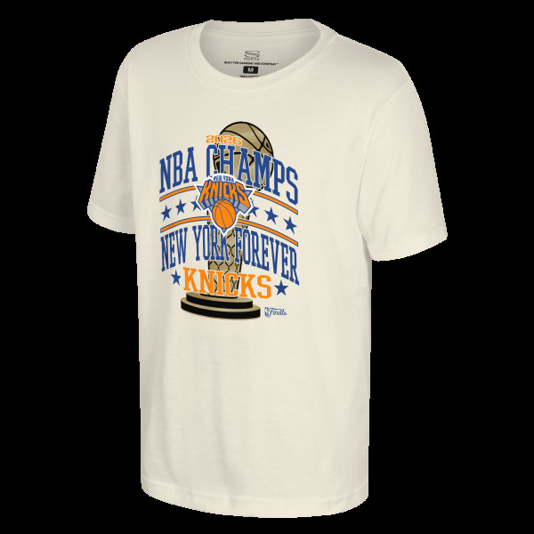 Подростковая New York Knicks Stadium Essentials Natural 2026 NBA Finals Champions No Regrets T-Shirt
