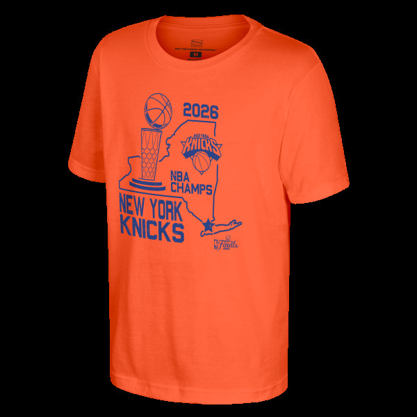 Подростковая New York Knicks Stadium Essentials Orange 2026 NBA Finals Champions State T-Shirt