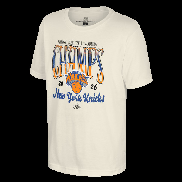 Подростковая New York Knicks Stadium Essentials Natural 2026 NBA Finals Champions Sky High T-Shirt