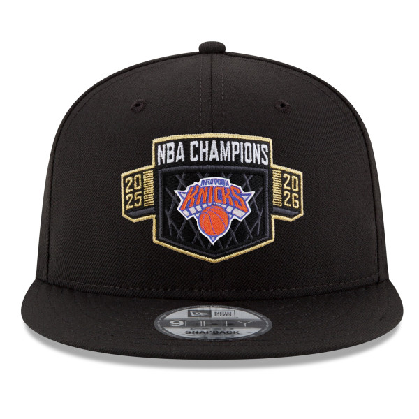 Бейсболка New York Knicks New Era Black 2026 NBA Finals Champions Locker Room Replica 9FIFTY
