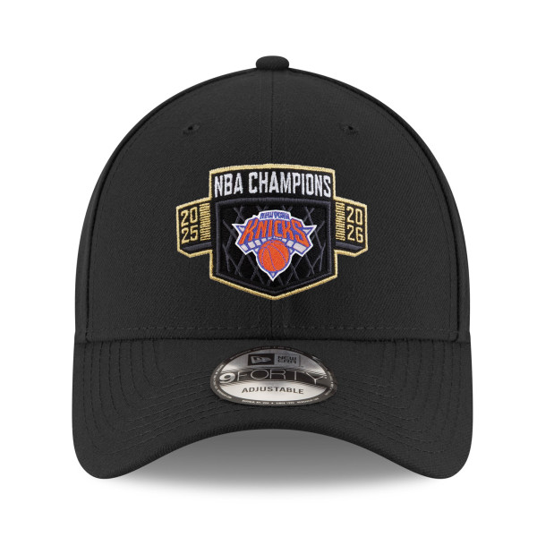 Бейсболка New York Knicks New Era Black 2026 NBA Finals Champions Locker Room Replica 9FORTY