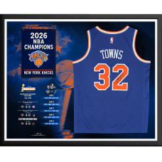 Джерси с автографом Karl-Anthony Towns New York Knicks Fanatics Authentic 2026 NBA Finals Champions Framed Blue Nike Icon Edition Swingman Collage