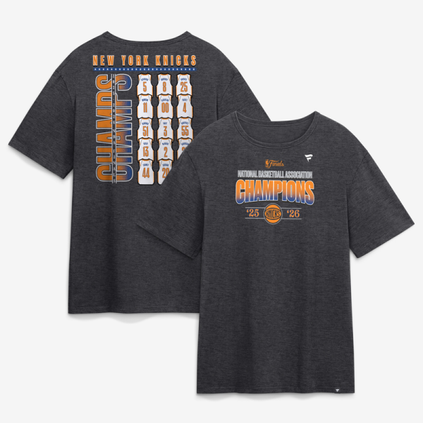 Футболка New York Knicks Charcoal 2026 NBA Finals Champions Roster