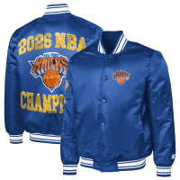 Куртка New York Knicks Starter Blue 2026 NBA Finals Champions Satin Full-Snap Varsity
