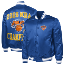 Куртка New York Knicks Starter Blue 2026 NBA Finals Champions Satin Full-Snap Varsity