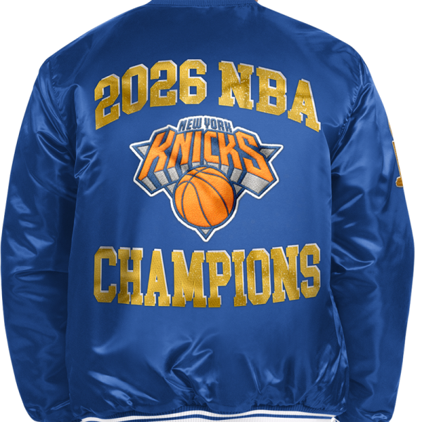 Куртка New York Knicks Starter Blue 2026 NBA Finals Champions Satin Full-Snap Varsity