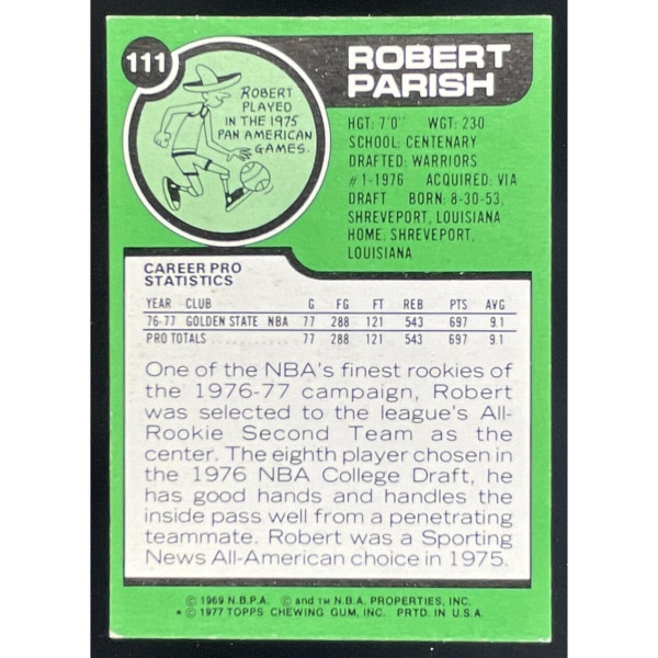 1977-78 Topps #111 Robert Parish RC