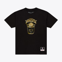 Футболка New York Knicks Mitchell & Ness Black 2026 NBA Finals Champions Gold Coffee Cup