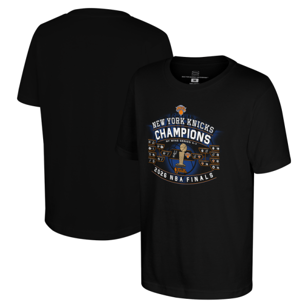 Подростковая New York Knicks Stadium Essentials Black 2026 NBA Finals Champions Bracket T-Shirt