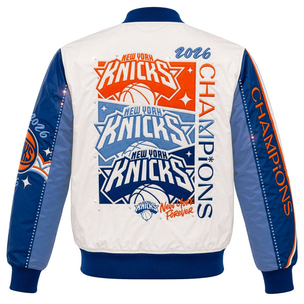 Куртка Girls Youth New York Knicks JH Design Cream 2026 NBA Finals Champions Nylon Full-Snap