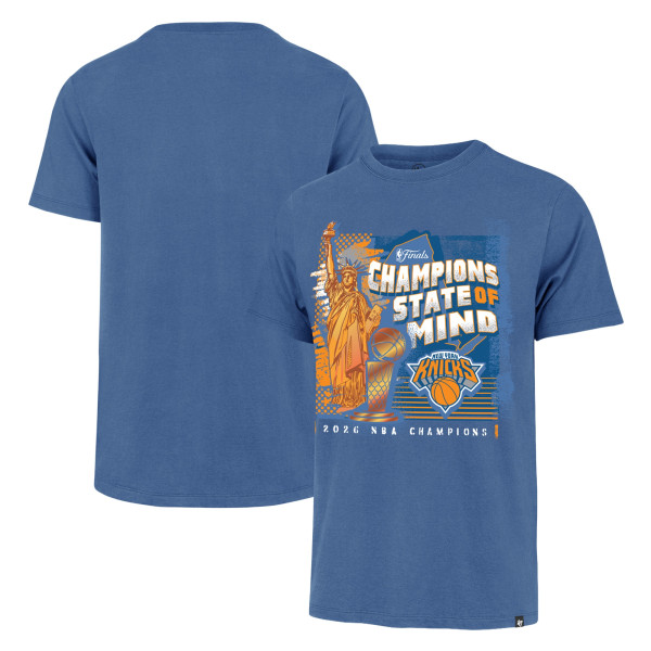 Футболка New York Knicks 47 Blue 2026 NBA Finals Champions Statue of Liberty Franklin