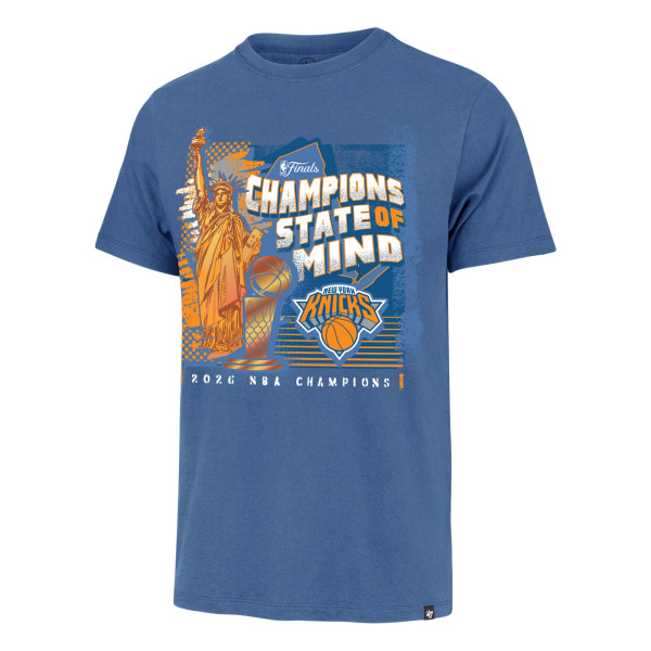 Футболка New York Knicks 47 Blue 2026 NBA Finals Champions Statue of Liberty Franklin