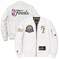 Куртка New York Knicks FISLL White 2026 NBA Finals Champions Team Full-Zip Leather