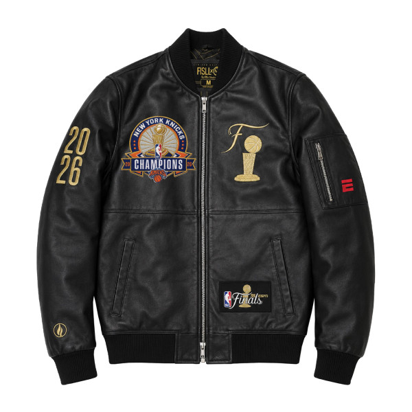 Куртка New York Knicks FISLL Black 2026 NBA Finals Champions Team Full-Zip Leather