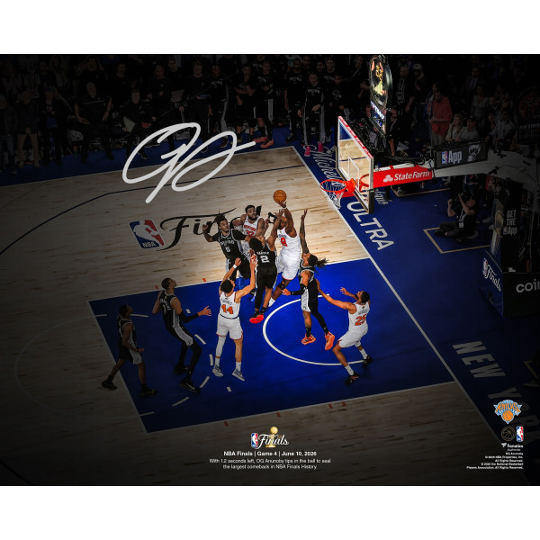 Фото с автографом OG Anunoby New York Knicks Fanatics Authentic 16 x 20 2026 NBA Finals Game 4 Winning Tip-In Spotlight