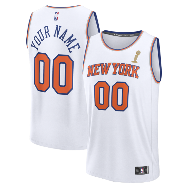 Подростковая Именная джерси New York Knicks Fanatics White 2026 NBA Finals Champions Fast Break - Association Edition
