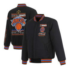 Подростковая New York Knicks JH Design Black 2026 NBA Finals Champions Reversible Wool Full-Snap Jacket