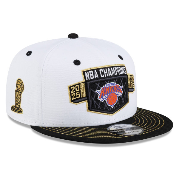 Бейсболка New York Knicks New Era White/Black 2026 NBA Finals Champions Locker Room 9FIFTY