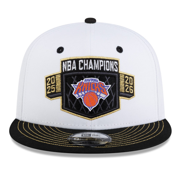 Бейсболка New York Knicks New Era White/Black 2026 NBA Finals Champions Locker Room 9FIFTY