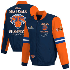 Куртка Preschool New York Knicks JH Design Navy/Orange 2026 NBA Finals Champions Nylon Full-Zip