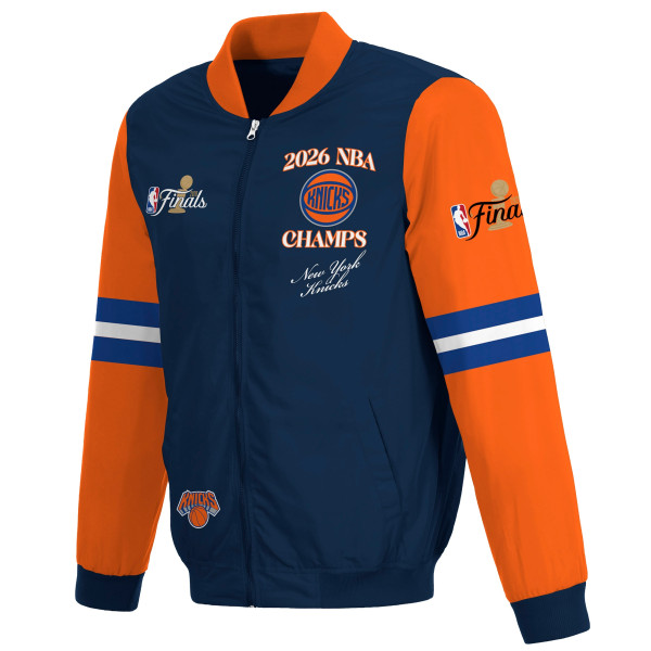 Куртка Preschool New York Knicks JH Design Navy/Orange 2026 NBA Finals Champions Nylon Full-Zip