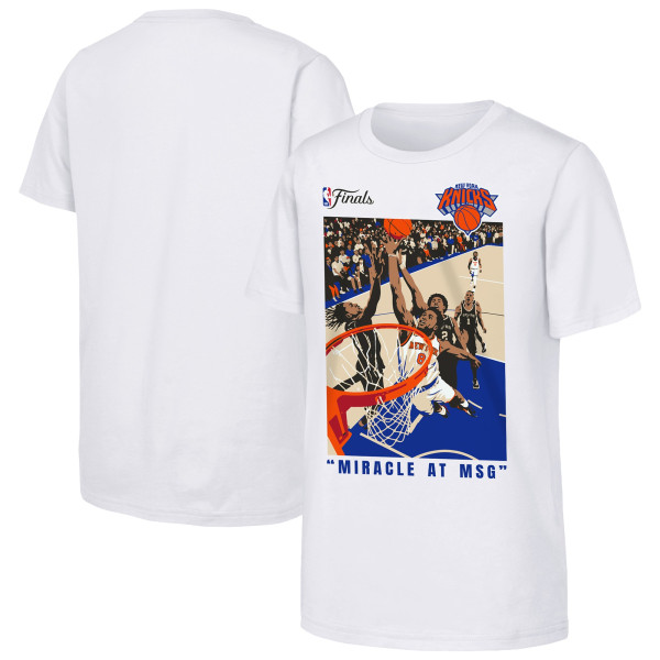 Подростковая New York Knicks OG Anunoby Outerstuff White 2026 NBA Finals Game 4 Tip-In T-Shirt