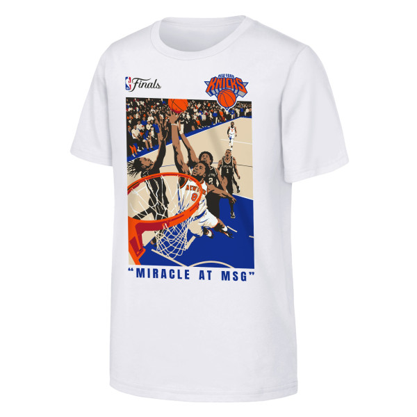 Подростковая New York Knicks OG Anunoby Outerstuff White 2026 NBA Finals Game 4 Tip-In T-Shirt