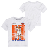 Футболка для малыша New York Knicks OG Anunoby & Karl-Anthony Towns Outerstuff White 2026 NBA Finals Champions Believe