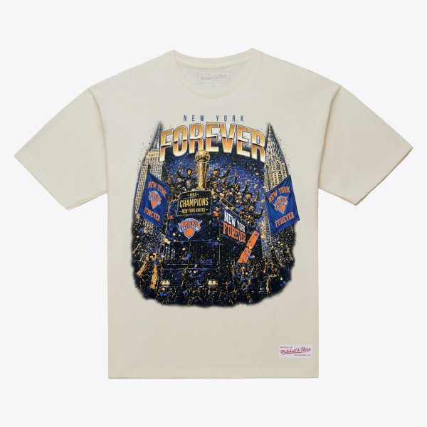 Футболка New York Knicks Mitchell & Ness Cream 2026 NBA Finals Champions Parade