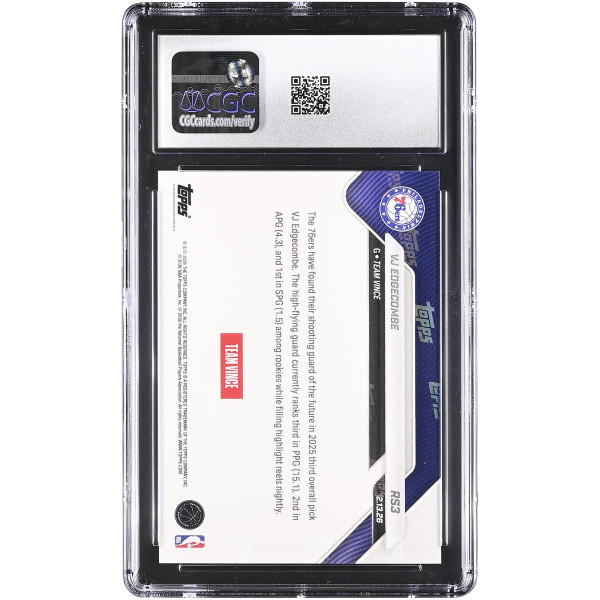 Карточка VJ Edgecombe Philadelphia 76ers 2025-26 Topps Now Rising Stars #RS3 CGC Authenticated 10