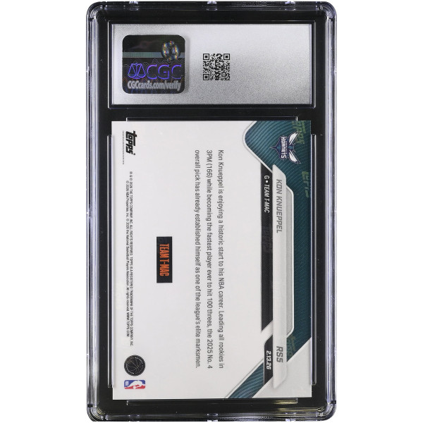 Карточка Kon Knueppel Charlotte Hornets 2025-26 Topps Now Rising Stars #RS5 CGC Authenticated 10