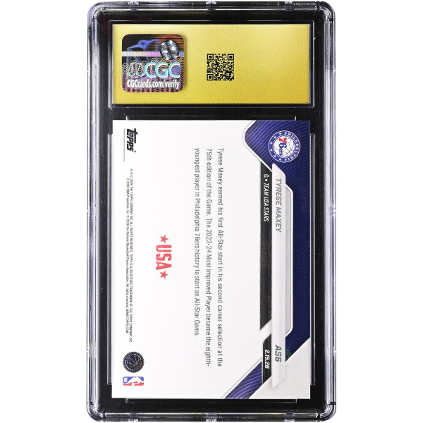 Карточка Tyrese Maxey Philadelphia 76ers 2025-26 Topps Now All-Star Game #AS6 CGC Authenticated PRISTINE 10