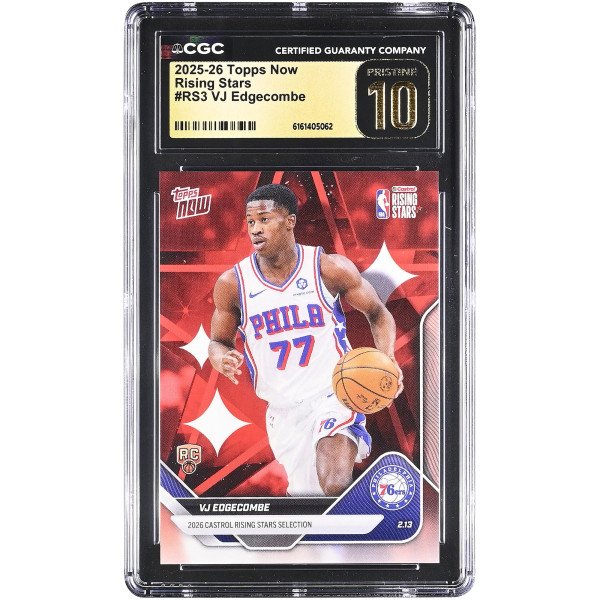 Карточка VJ Edgecombe Philadelphia 76ers 2025-26 Topps Now Rising Stars #RS3 CGC Authenticated PRISTINE 10