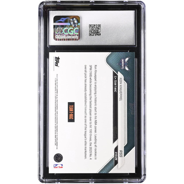 Карточка Kon Knueppel Charlotte Hornets 2025-26 Topps Now Rising Stars Foil #RS5 CGC Authenticated 9.5
