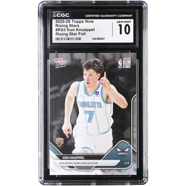 Карточка Kon Knueppel Charlotte Hornets 2025-26 Topps Now Rising Stars Foil #RS5 CGC Authenticated 10