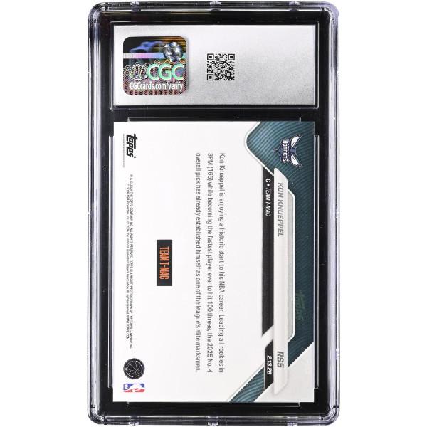Карточка Kon Knueppel Charlotte Hornets 2025-26 Topps Now Rising Stars Foil #RS5 CGC Authenticated 10