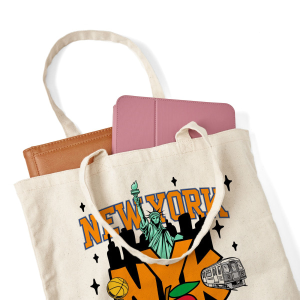 New York Knicks The Northwest Group Big Apple Basketball Canvas Tote Bag