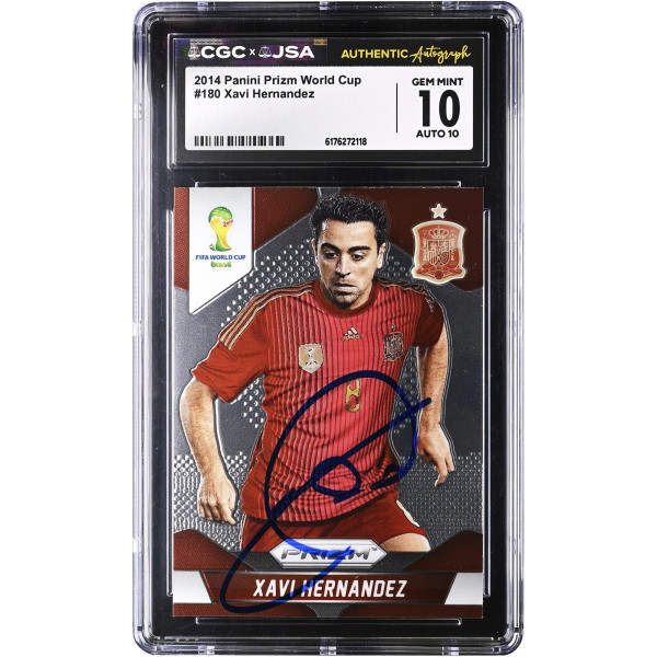 Карточка Xavi Hernandez Spain National Team Autographed 2014 Panini Prizm World Cup #180 CGC Authenticated 10/10