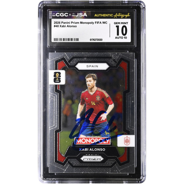 Карточка Xabi Alonso Spain National Team Autographed 2026 Panini Prizm Monopoly FIFA WC #40 CGC Authenticated 10/10