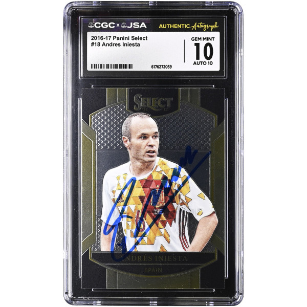 Карточка Andres Iniesta Spain National Team Autographed 2016-17 Panini Select #18 CGC Authenticated 10/10