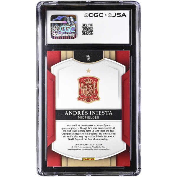 Карточка Andres Iniesta Spain National Team Autographed 2016-17 Panini Select #18 CGC Authenticated 10/10
