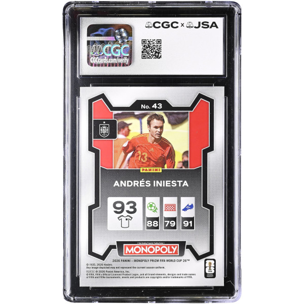 Карточка Andres Iniesta Spain National Team Autographed 2026 Panini Prizm Monopoly FIFA WC #43 CGC Authenticated 10/10