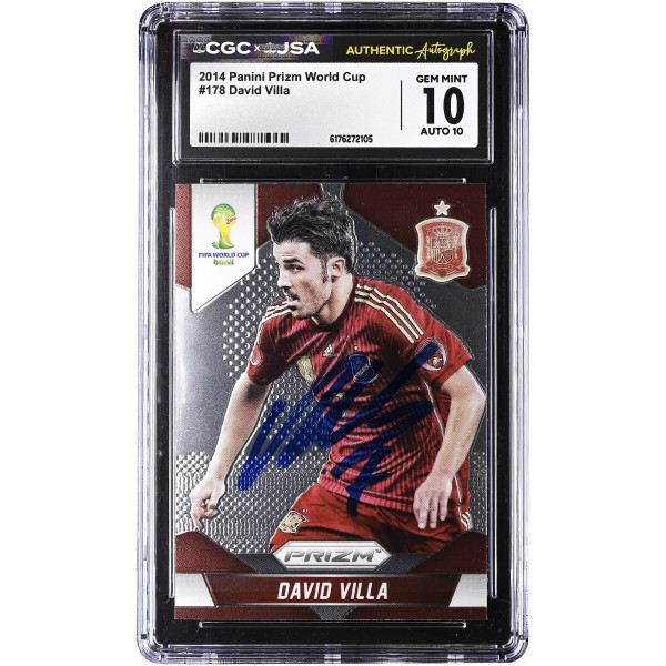 Карточка David Villa Spain National Team Autographed 2014 Panini Prizm World Cup #178 CGC Authenticated 10/10