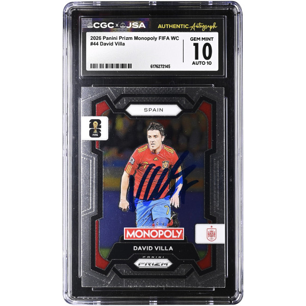 Карточка David Villa Spain National Team Autographed 2026 Panini Prizm Monopoly FIFA WC #44 CGC Authenticated 10/10